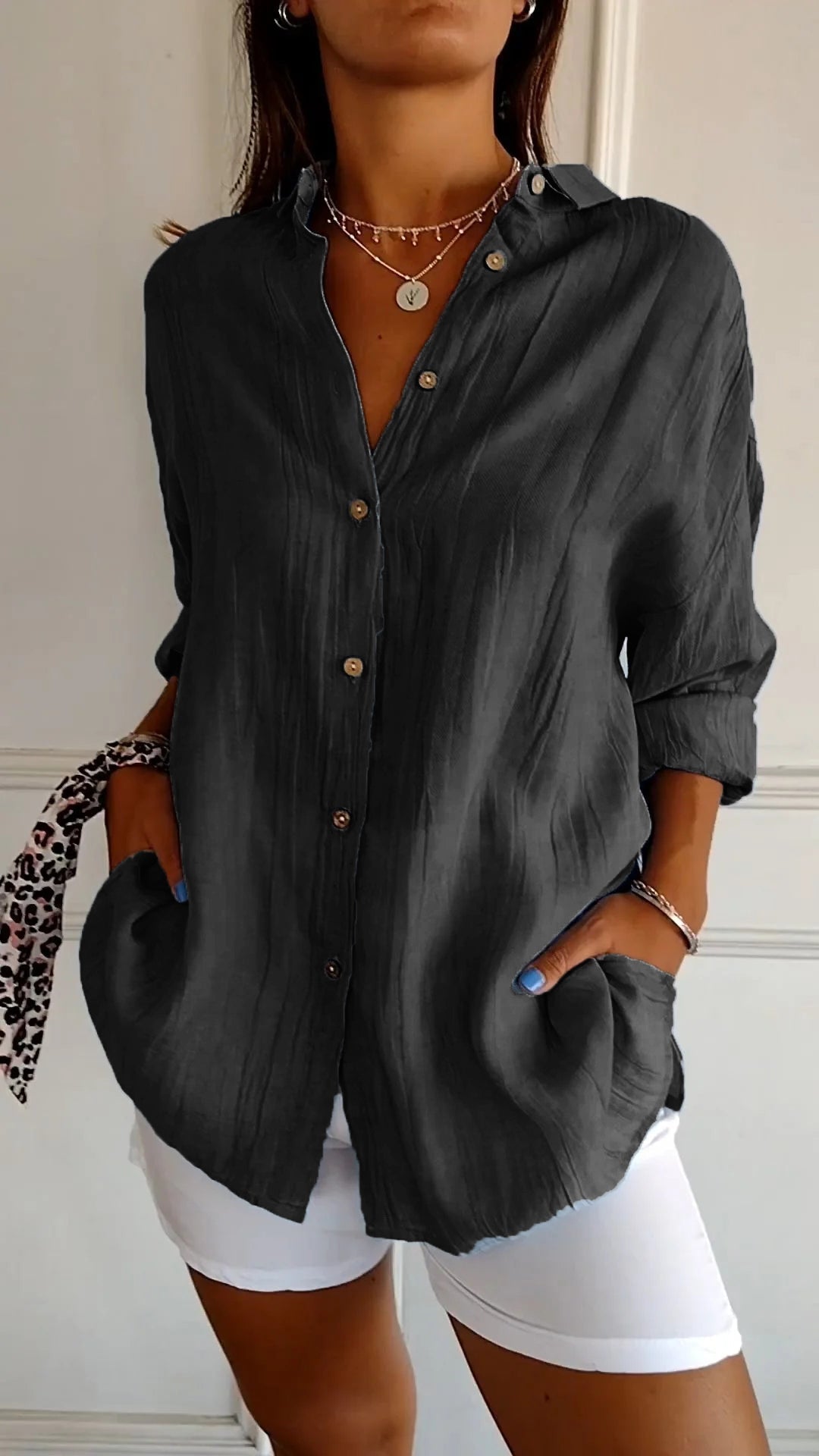 Chemise à Manches Longues Plissée et Structurée pour Femme | Idéale pour l'Automne - Emilia Lane