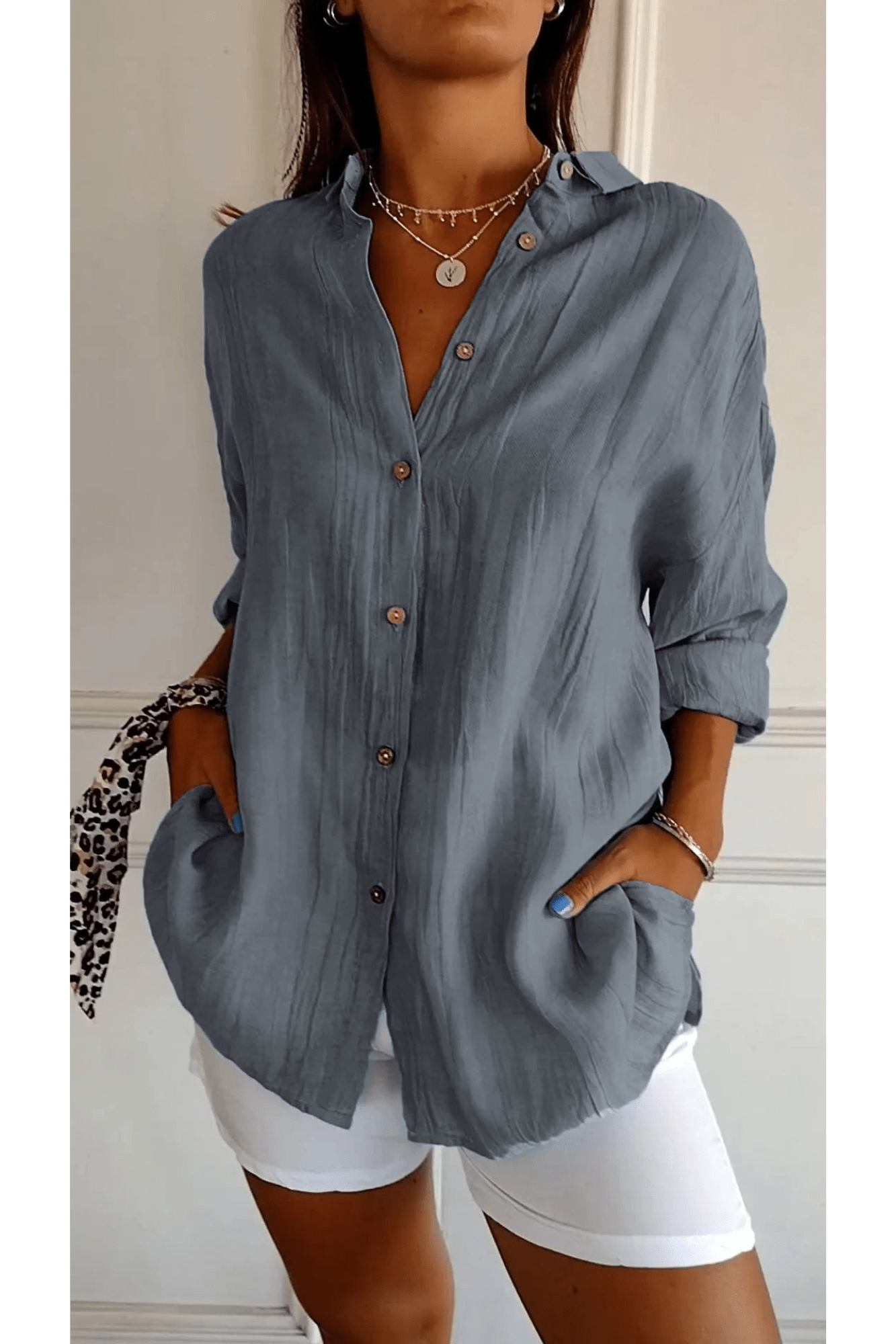 Chemise Longue à Col Revers pour Femme - Emilia Lane