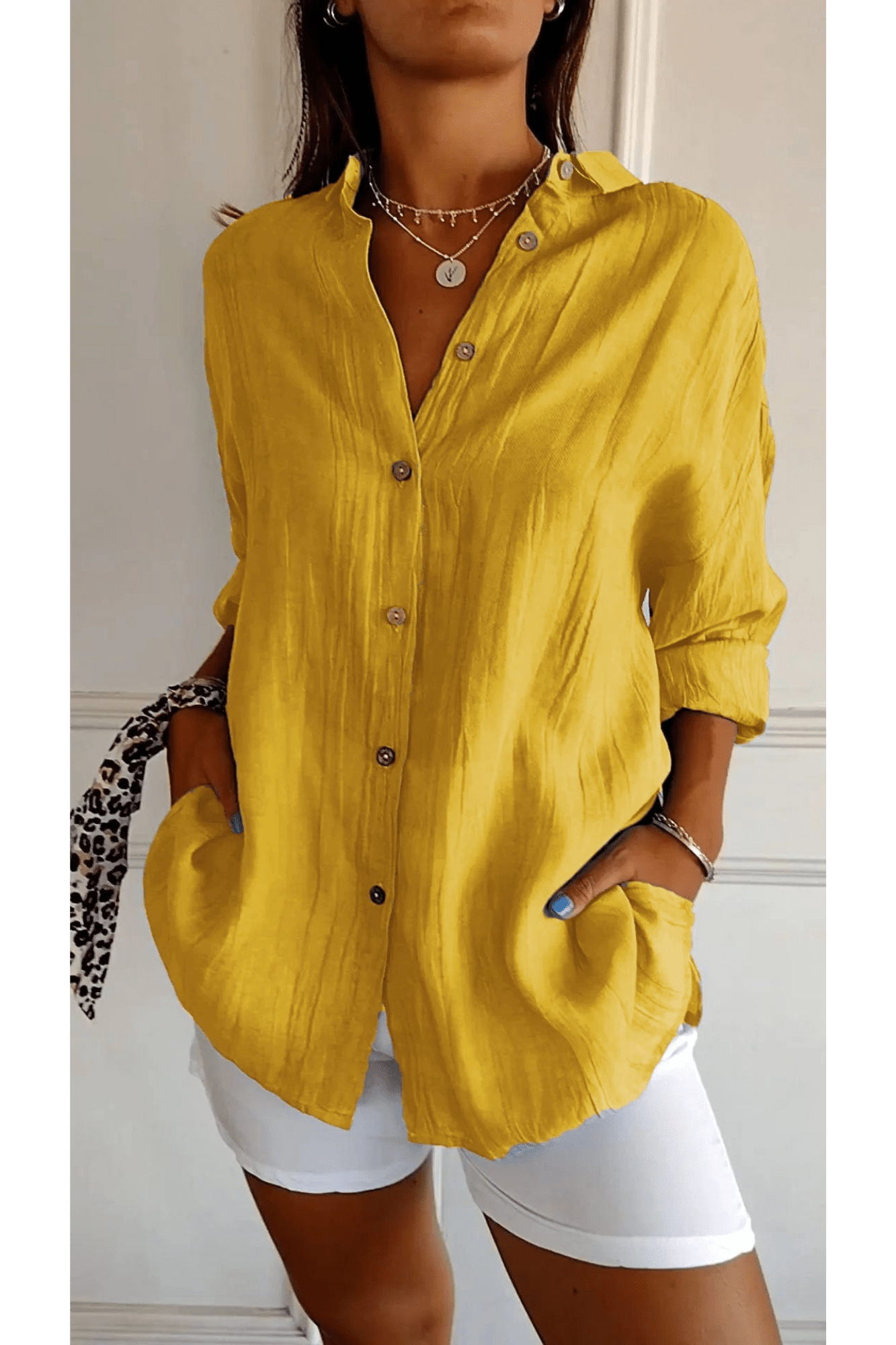 Chemise Longue à Col Revers pour Femme - Emilia Lane