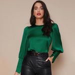 Chemise Satin à Manches Longues pour Femme - Emilia Lane