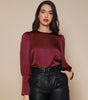Chemise Satin à Manches Longues pour Femme - Emilia Lane