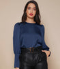 Chemise Satin à Manches Longues pour Femme - Emilia Lane