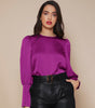 Chemise Satin à Manches Longues pour Femme - Emilia Lane