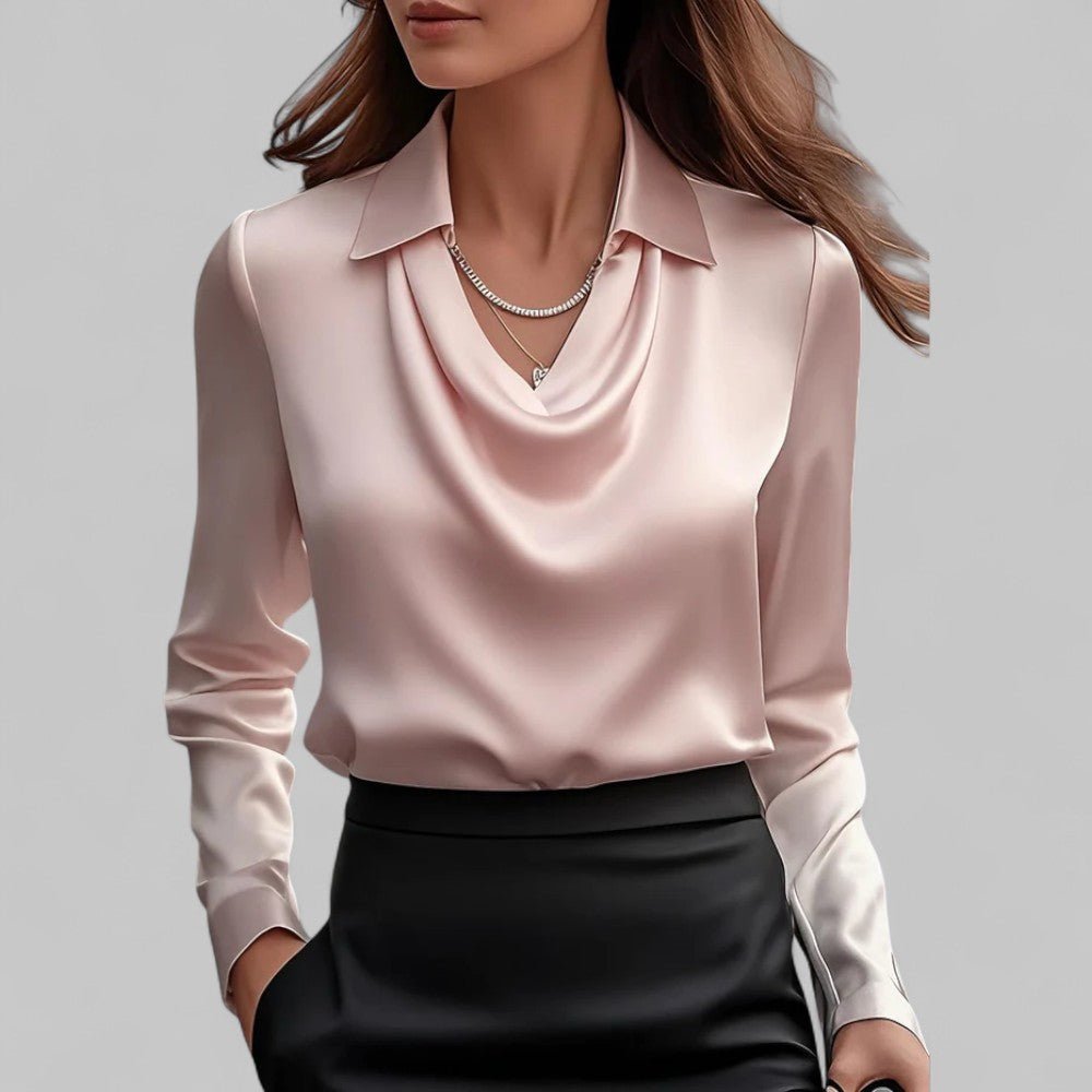 Chemisier col drapé en satin pour femmes - Emilia Lane