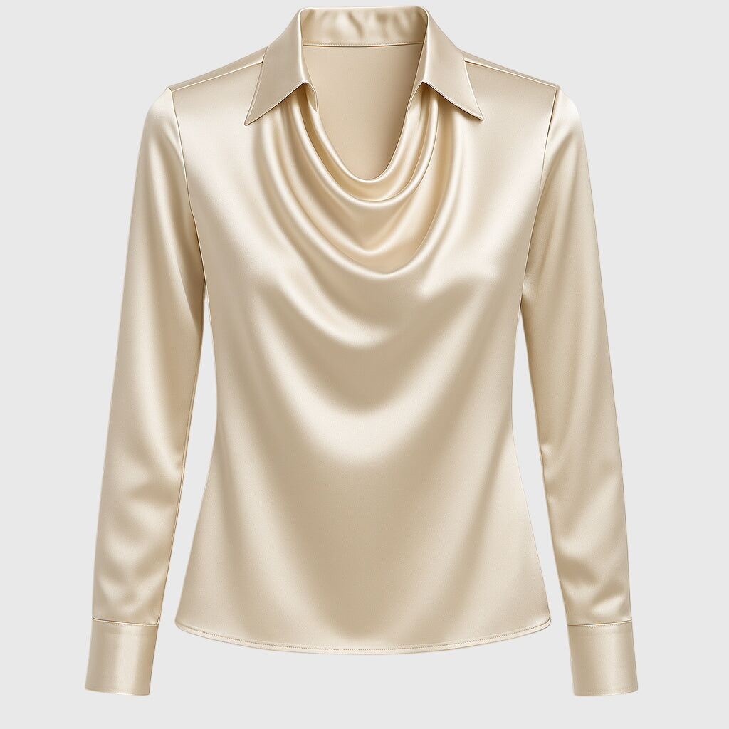 Blouse Satin à Manches Longues pour Femmes