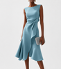 Robe Midi Sans Manches à Détail Drapé pour Femme | Idéale pour les Sorties