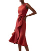 Robe Midi Sans Manches à Détail Drapé pour Femme | Idéale pour les Sorties