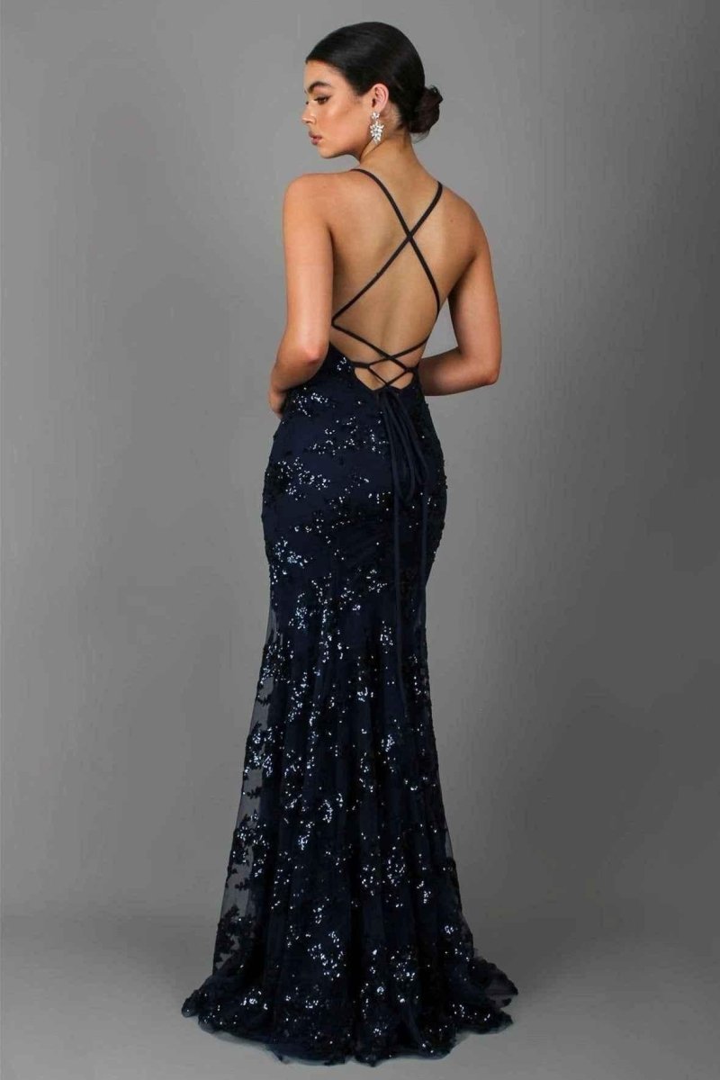 Robe Longue à Paillettes avec Bretelles et Décolleté V pour Femme | Idéale pour les Sorties