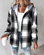 Elegant Checked Hooded Jacket for Women