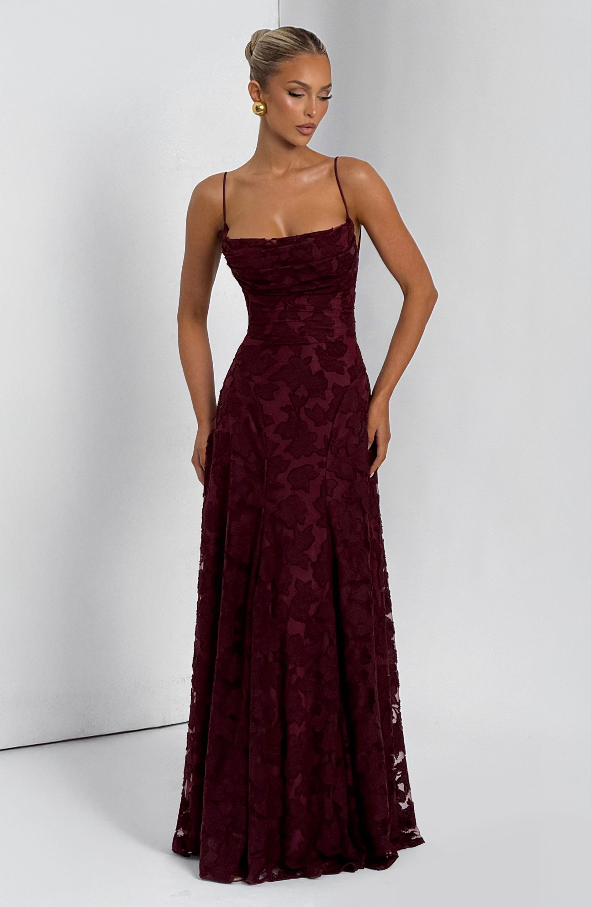 Robe Longue Drapée à Motif Floral avec Bretelles pour Femme | Idéale pour les Sorties