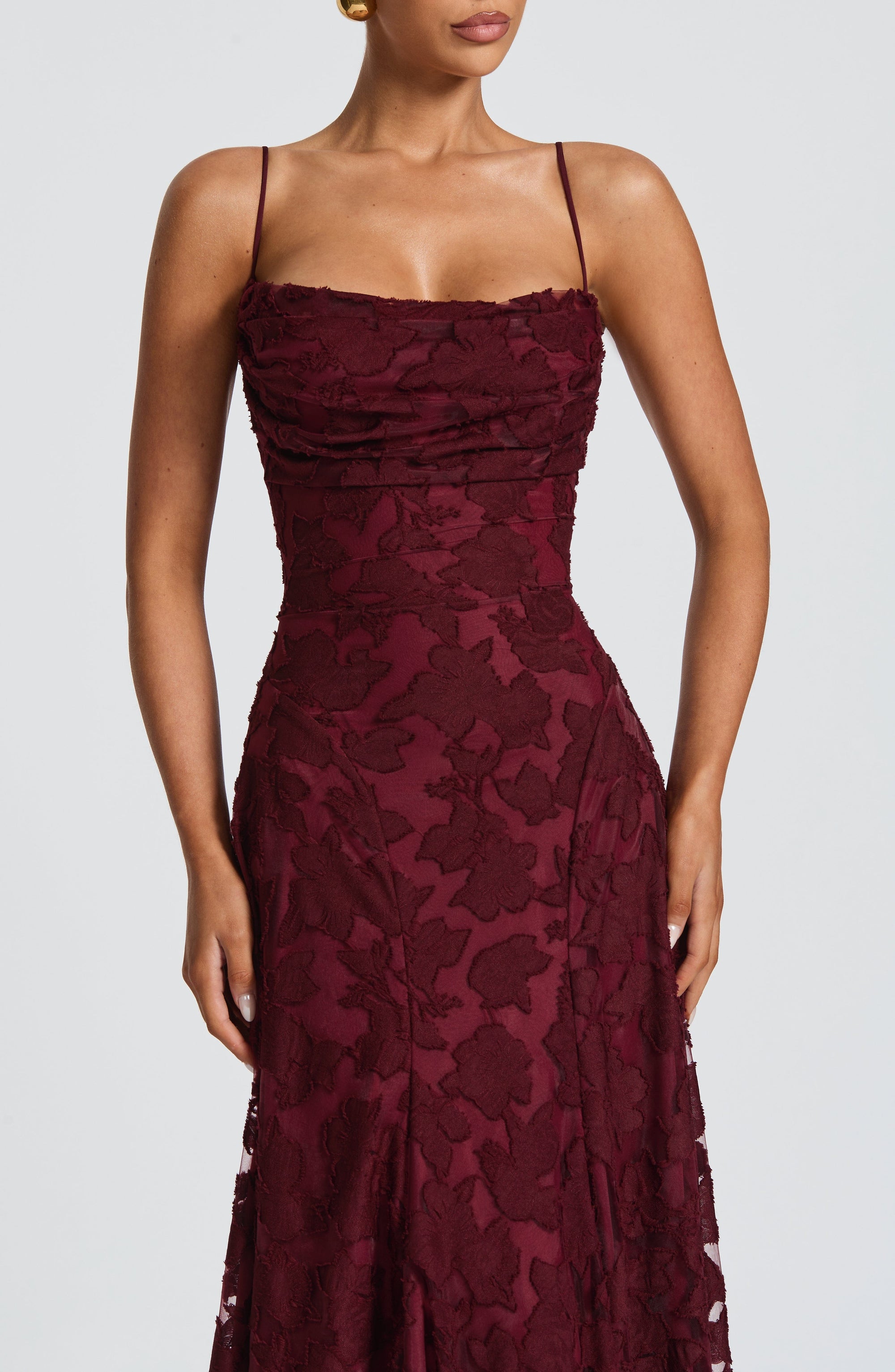 Robe Longue Drapée à Motif Floral avec Bretelles pour Femme | Idéale pour les Sorties