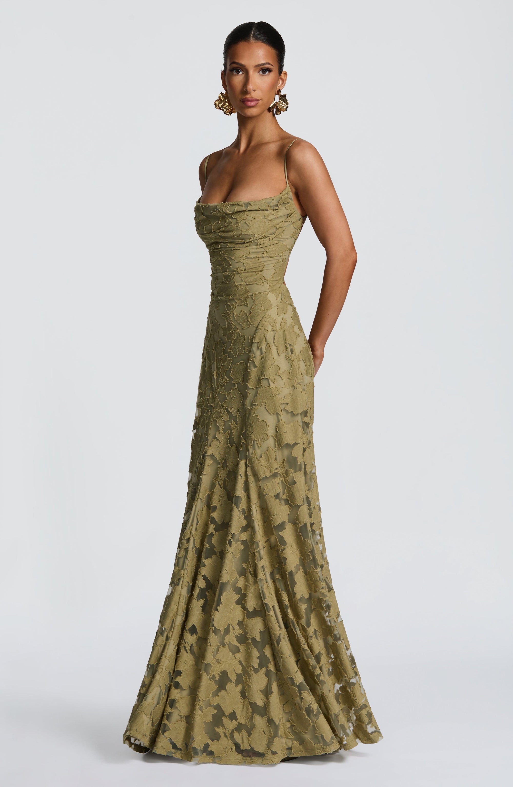 Robe Longue Drapée à Motif Floral avec Bretelles pour Femme | Idéale pour les Sorties