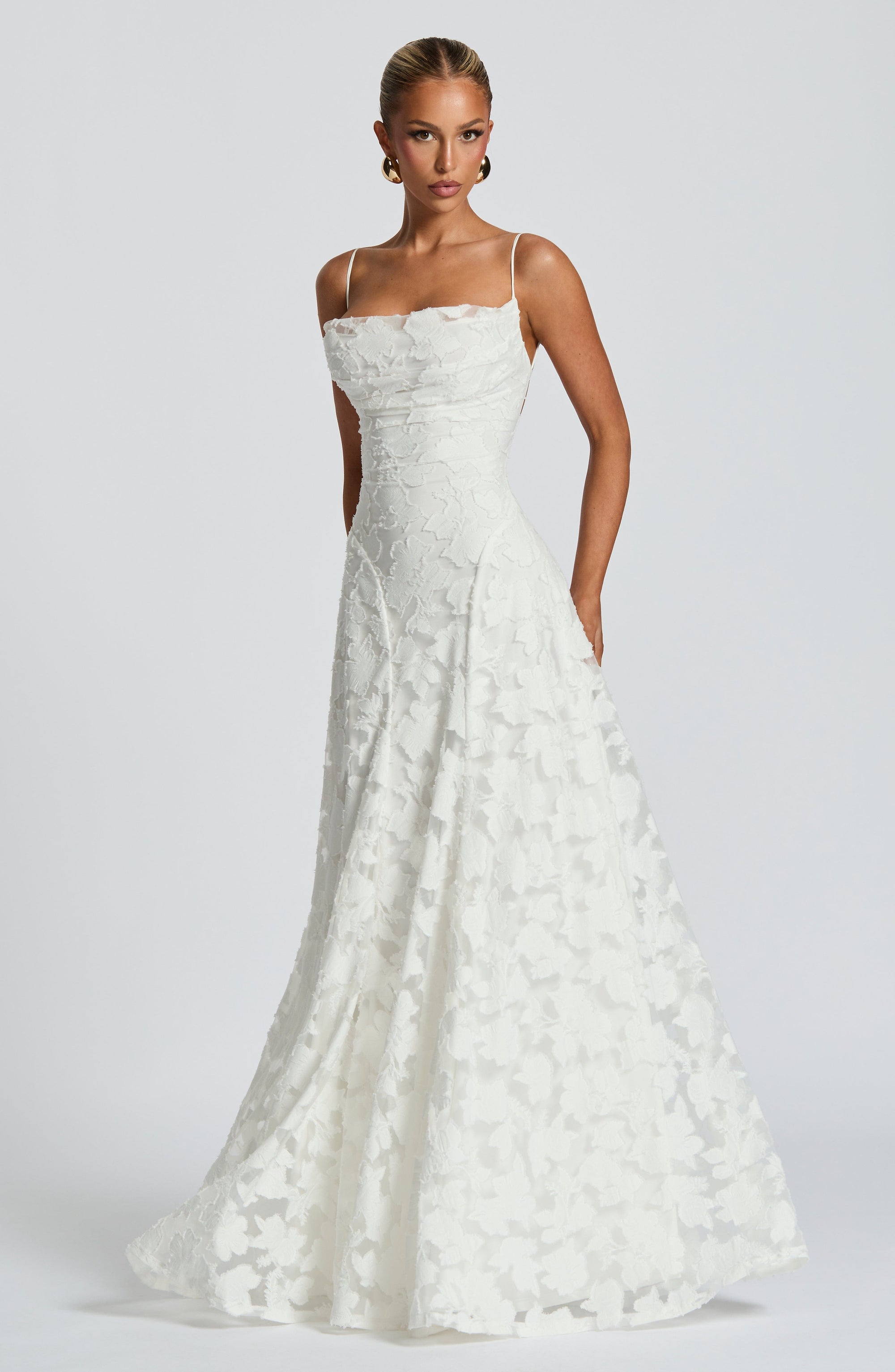 Robe Longue Drapée à Motif Floral avec Bretelles pour Femme | Idéale pour les Sorties