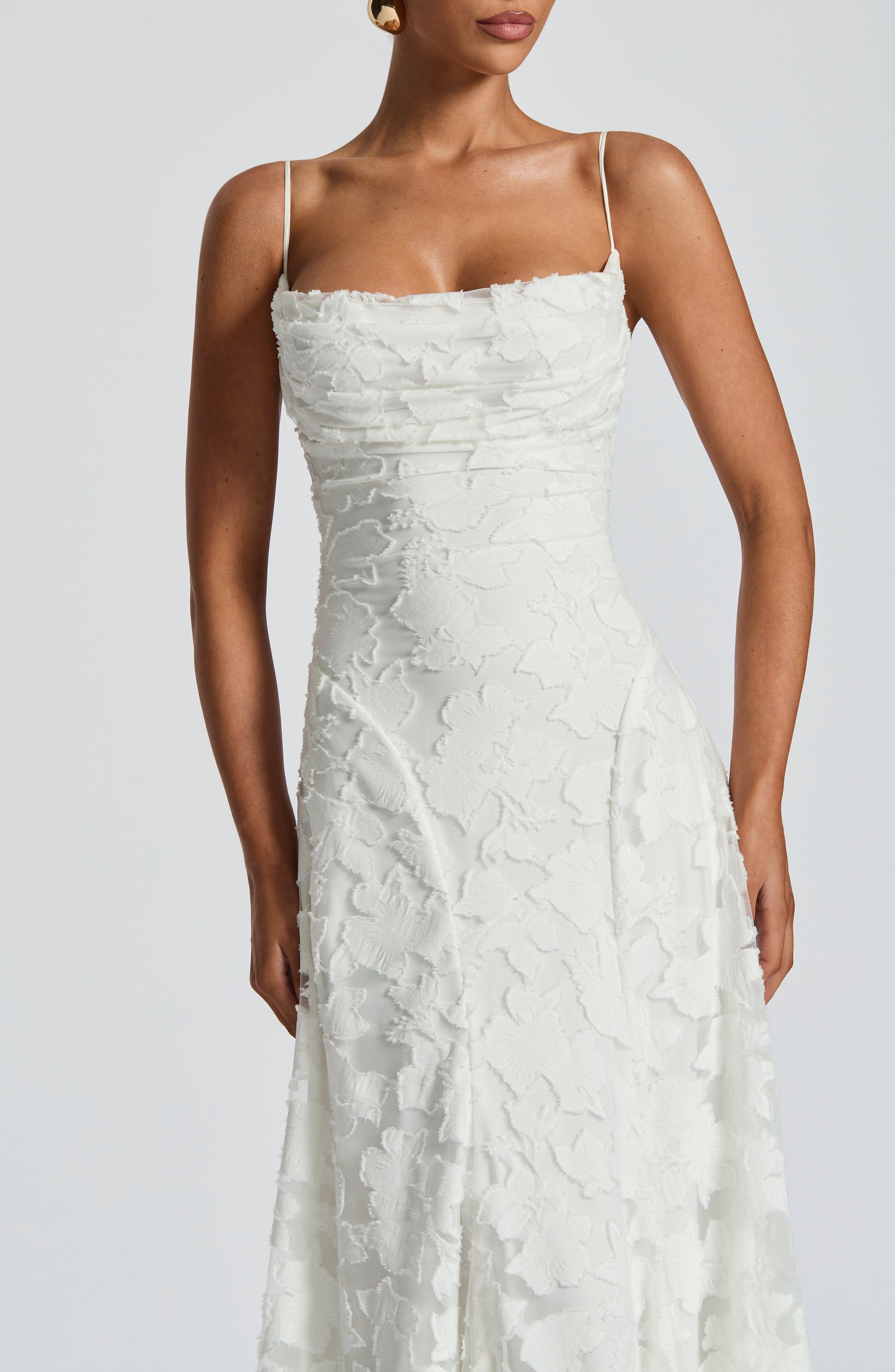 Robe Longue Drapée à Motif Floral avec Bretelles pour Femme | Idéale pour les Sorties