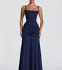 Robe Longue à Encolure Carrée et Drapé Latéral pour Femme | Idéale pour l'Été