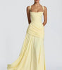 Robe Longue à Encolure Carrée et Drapé Latéral pour Femme | Idéale pour l'Été
