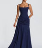 Robe Longue à Encolure Carrée et Drapé Latéral pour Femme | Idéale pour l'Été
