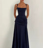 Robe Longue à Encolure Carrée et Drapé Latéral pour Femme | Idéale pour l'Été