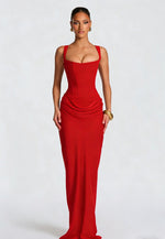 Robe Longue à Bretelles Larges et Détail Corset pour Femme | Idéale pour les Sorties