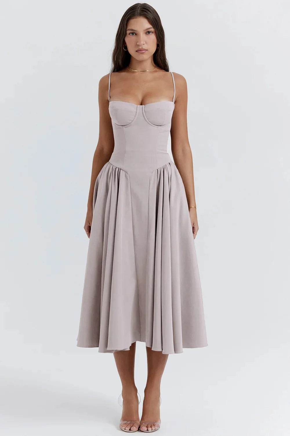 Robe Midi à Träger Ajustée et Plissée pour Femme | Idéale pour les Sorties