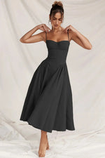 Robe Midi à Träger Ajustée et Plissée pour Femme | Idéale pour les Sorties