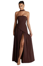Robe Longue Asymétrique sans Bretelles pour Femme | Idéale pour les Sorties