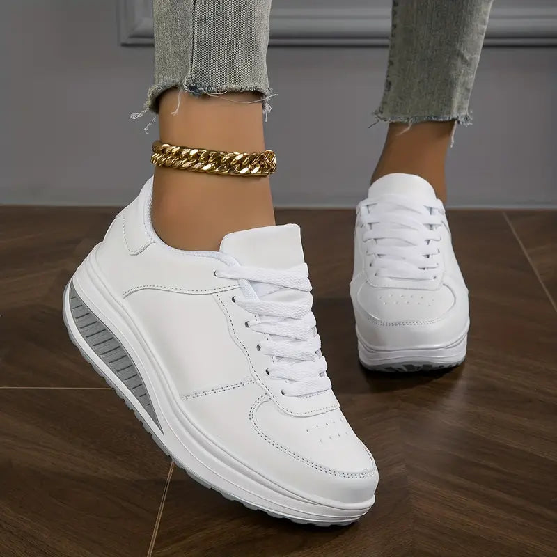 Chaussures Confort Compensées en Simili Cuir pour Femme
