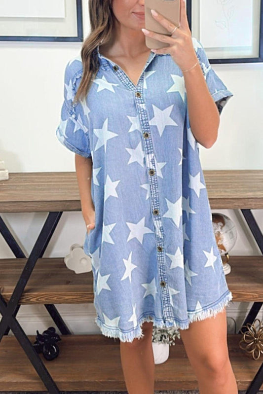 Robe en Denim Étoilée pour Femmes