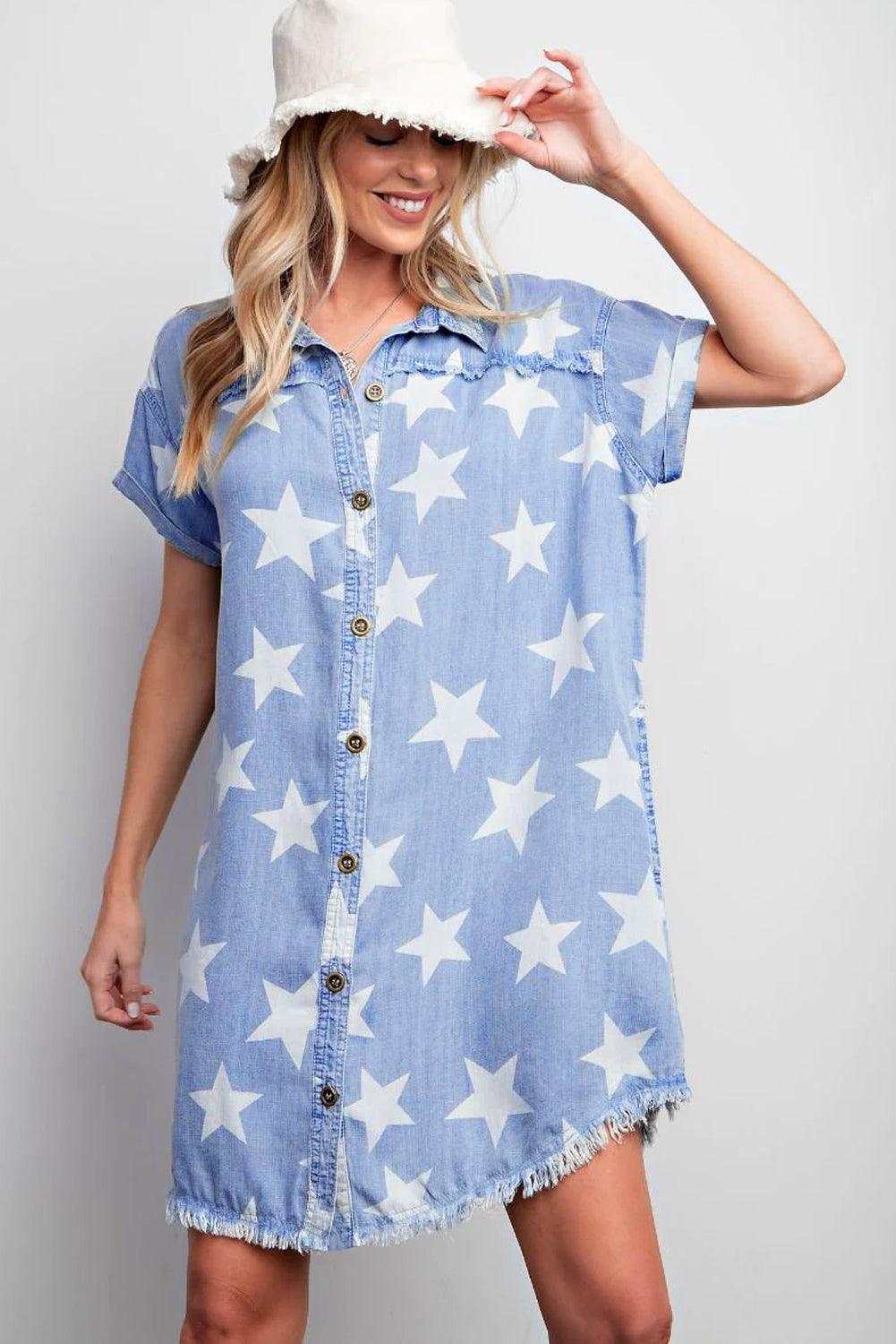 Robe en Denim Étoilée pour Femmes