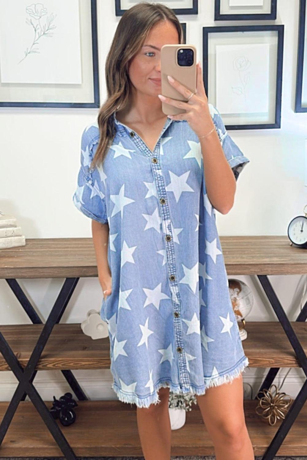 Robe en Denim Étoilée pour Femmes