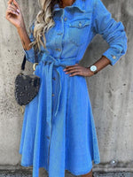 Robe en Denim Décolleté en V pour Femmes