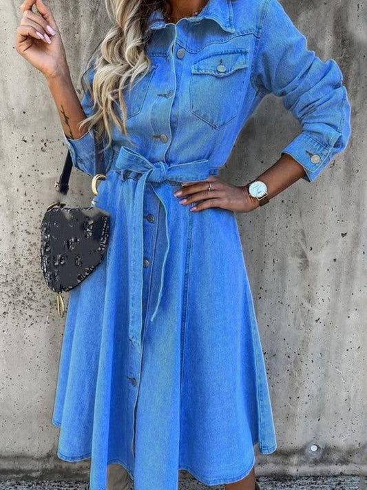 Robe en Denim Décolleté en V pour Femmes