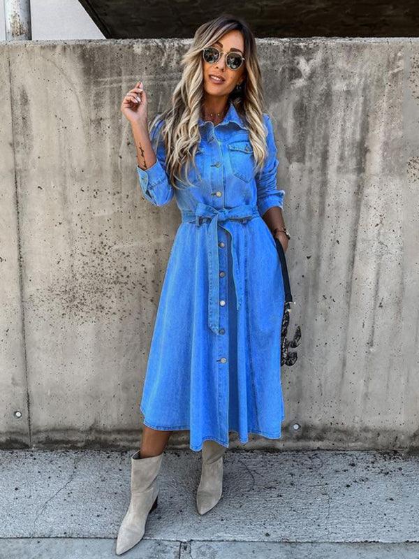 Robe en Denim Décolleté en V pour Femmes