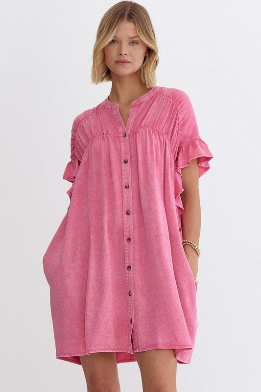 Robe Mini en Denim à Manches Courtes pour Femmes