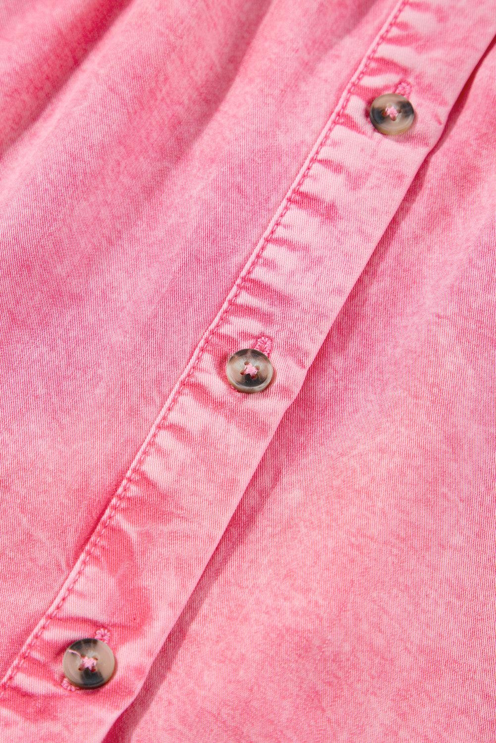 Robe Mini en Denim à Manches Courtes Volantes pour Femmes