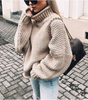 Pull en coton oversize à col roulé en grosse maille