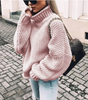Pull en coton oversize à col roulé en grosse maille