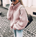 Pull en coton oversize à col roulé en grosse maille