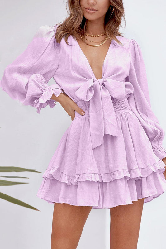 Robe Mini à Col V Profond pour Femmes