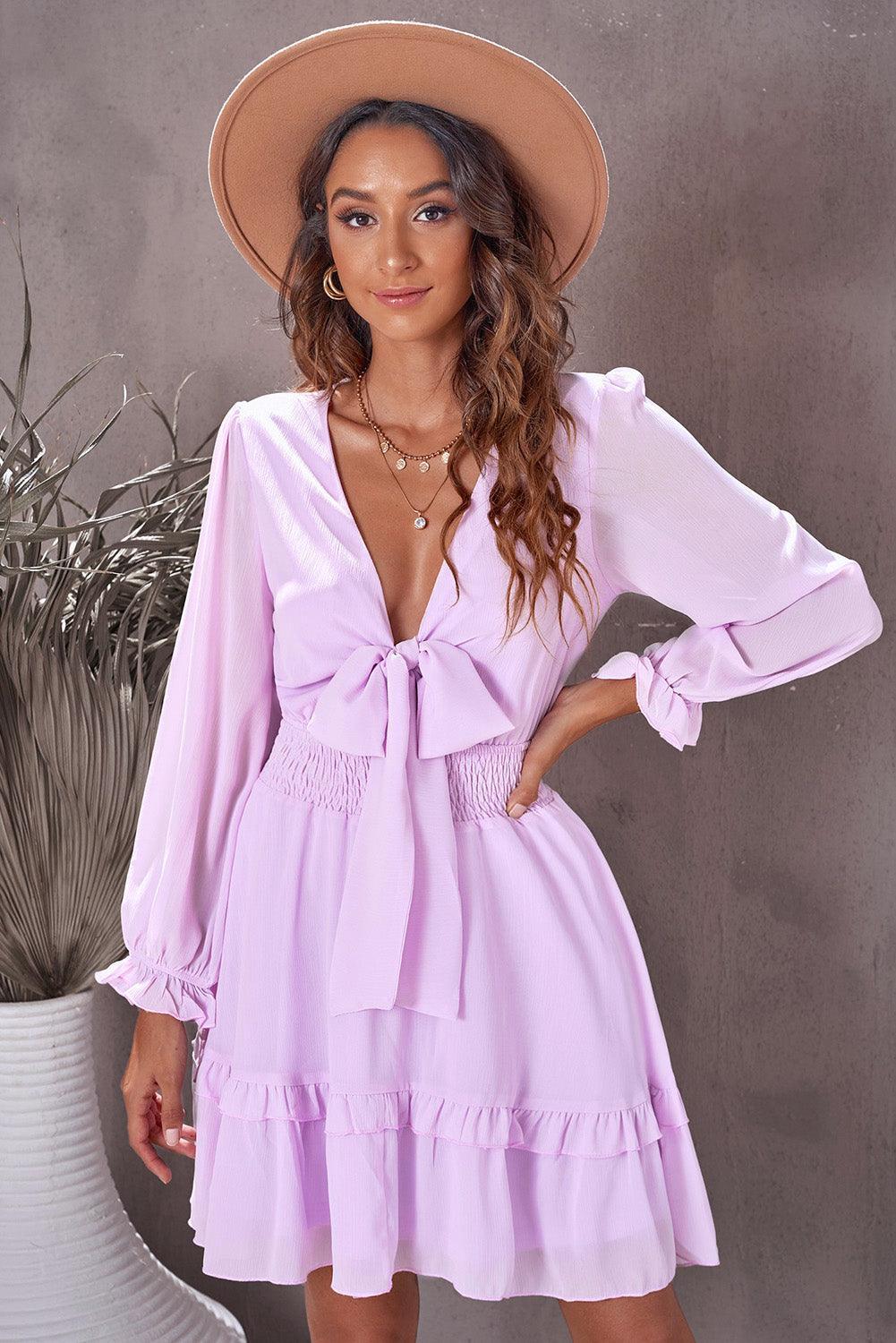 Robe Mini à Col V Profond pour Femmes