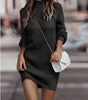 Robe Pull Courte Moulante à Manches Bouffantes et Col Roulé pour Femme