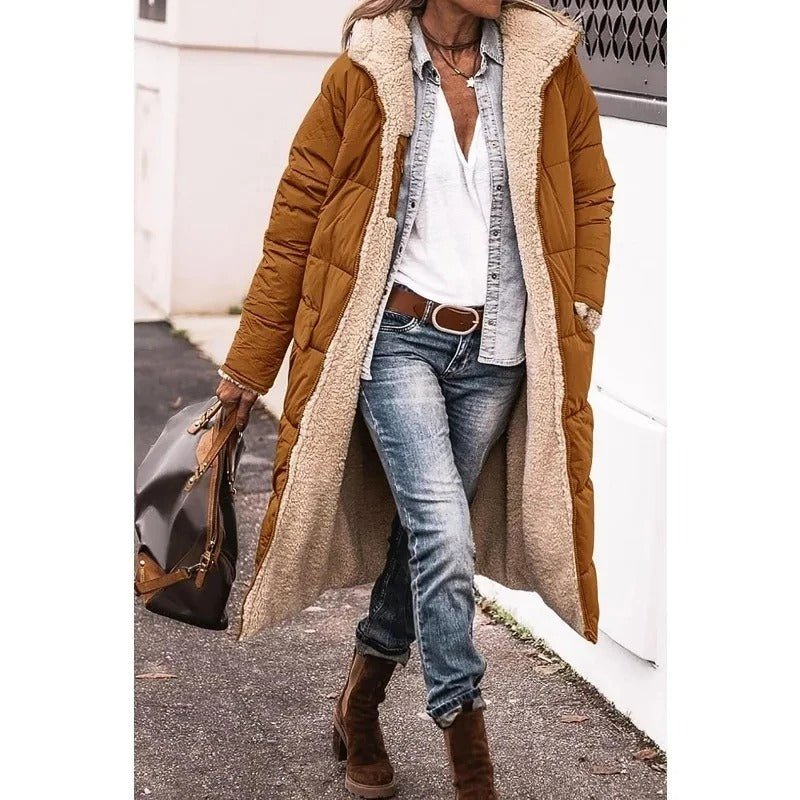 Doudoune Longue à Capuche et Doublure Sherpa pour Femme - Emilia Lane