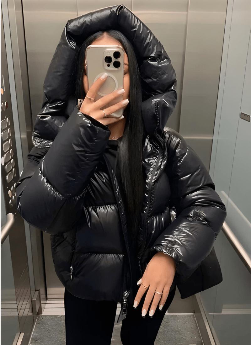 Doudoune Oversize Matelassée Brillante à Capuche pour Femme - Emilia Lane