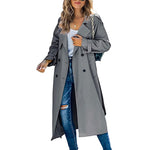 Trenchcoat Long Classique en Tons Unis pour Femmes