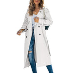 Trenchcoat Long Classique en Tons Unis pour Femmes
