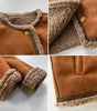 Veste Courte Structurée en Daim avec Bordures Effet Mouton pour Femme