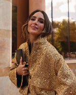 Veste Bomber Dorée Élégante pour Femmes