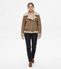 Veste Aviateur en Daim Coupe Ample avec Ceinture pour Femme