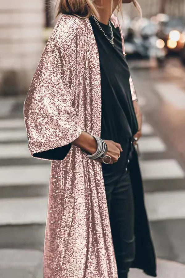 Cardigan à Paillettes Coupe Décontractée pour Femmes
