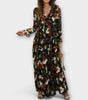 Robe Maxi à Manches Longues et Imprimé Floral pour Femmes